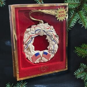Lenox America Home Of The Brave 2003 Christmas Holiday Ornament USA Americana